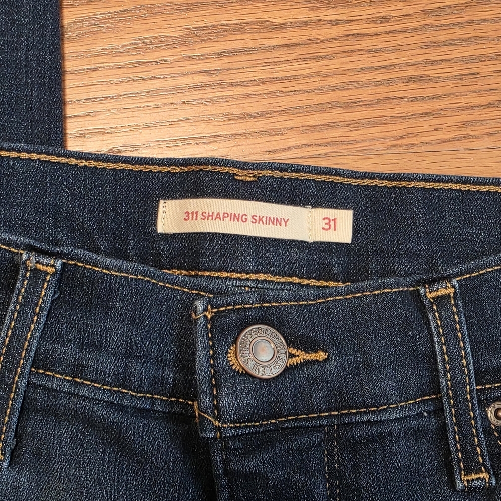 Levi's Women's 311 Shaping Skinny Jeans Soft Stretch Dark Blue Distressed 31X30 - Picture 3 of 16